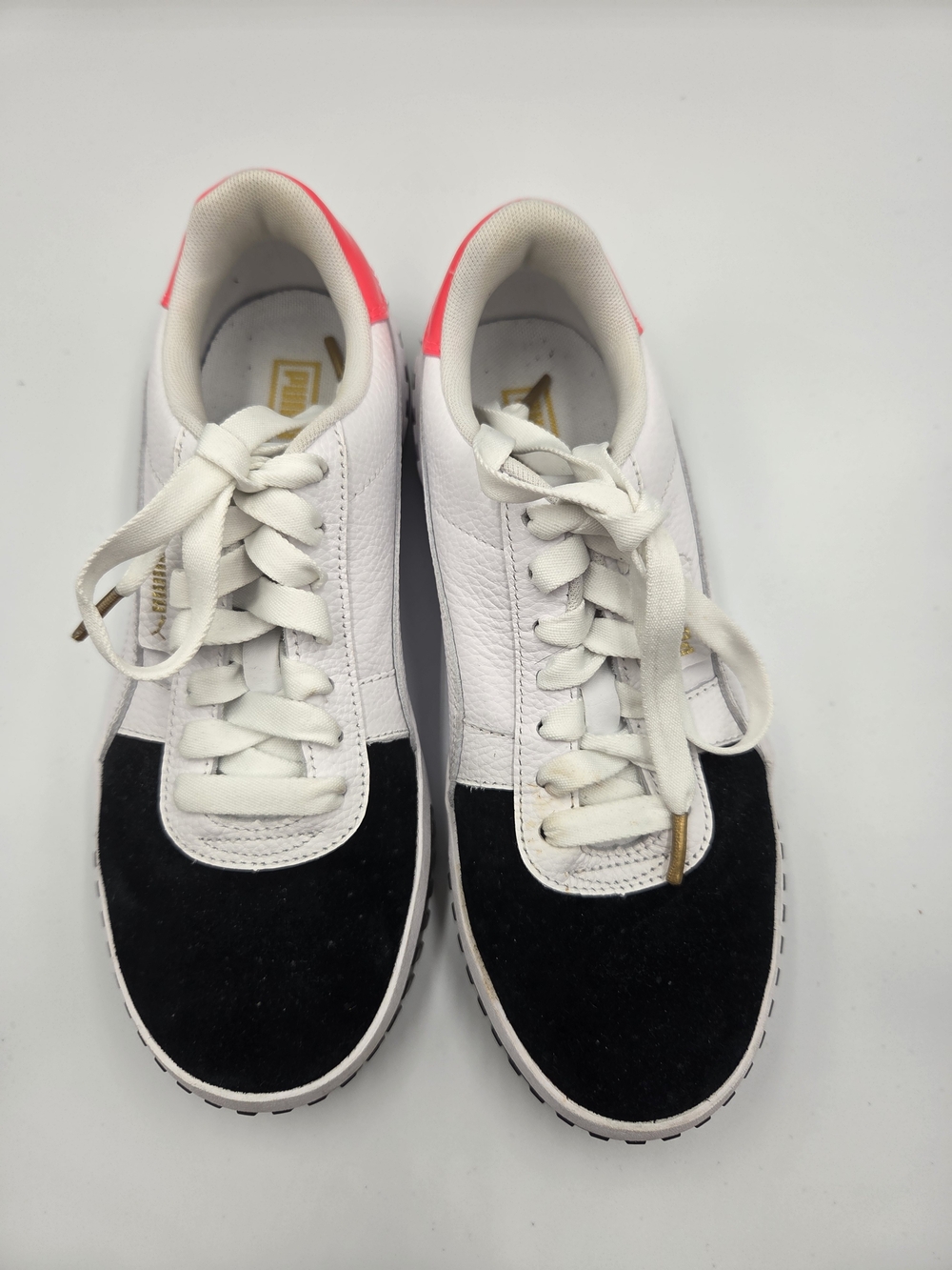 Puma White Black Pink Low-Top Sneakers